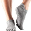 Toesox Low Rise Full-Toe Yoga Grip Socks Heather Gray