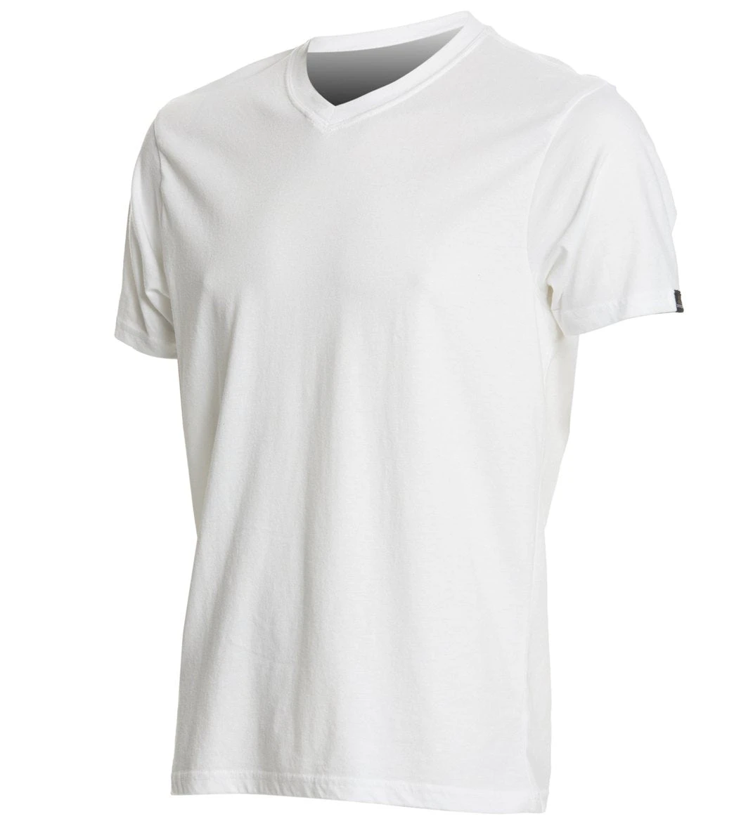 PrAna Men's V Neck Short Sleeve Workout Tee White