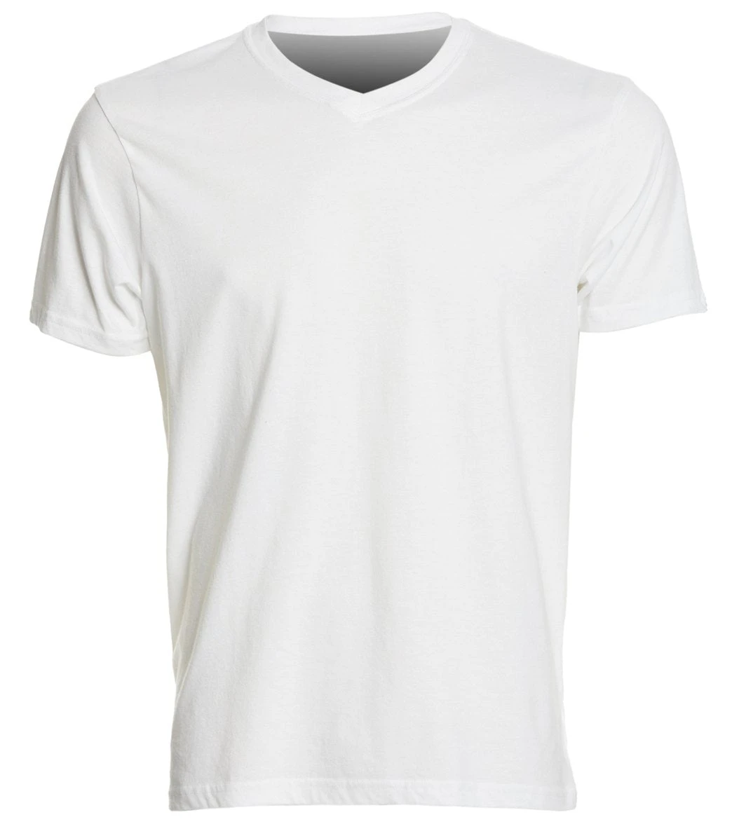 PrAna Men's V Neck Short Sleeve Workout Tee White - Image 3