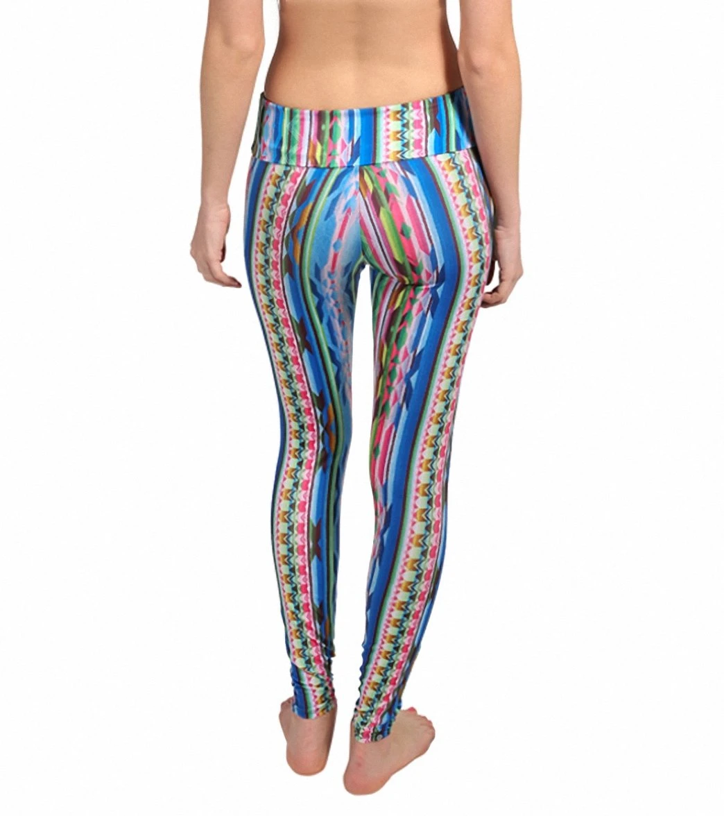 Onzie Long Yoga Leggings Blue Mexi-Cali - Image 3
