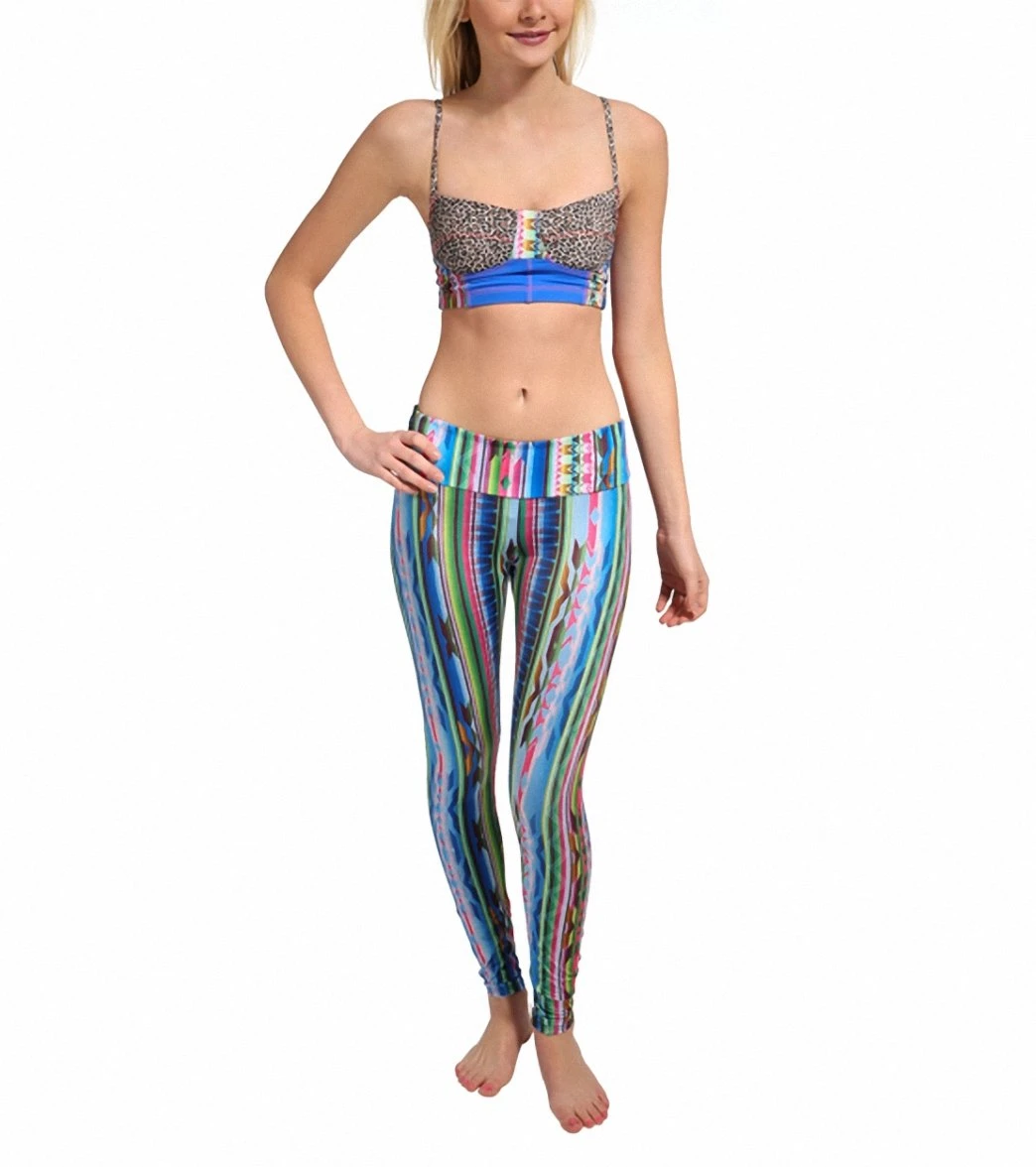 Onzie Long Yoga Leggings Blue Mexi-Cali - Image 5