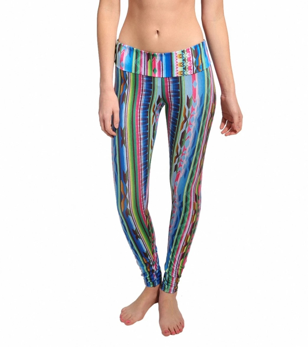 Onzie Long Yoga Leggings Blue Mexi-Cali - Image 6