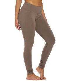 Hard Tail Flat Waist Cotton Ankle Yoga Leggings Mocha