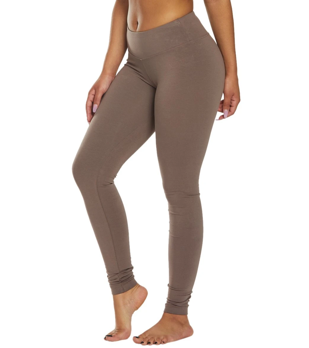 Hard Tail Flat Waist Cotton Ankle Yoga Leggings Mocha - Image 4