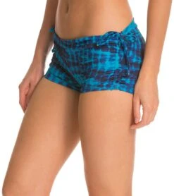 Onzie Side String Yoga Shorts Teal Tie Dye
