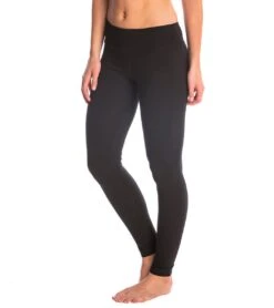Hard Tail Flat Waist Cotton Ankle Yoga Leggings Black