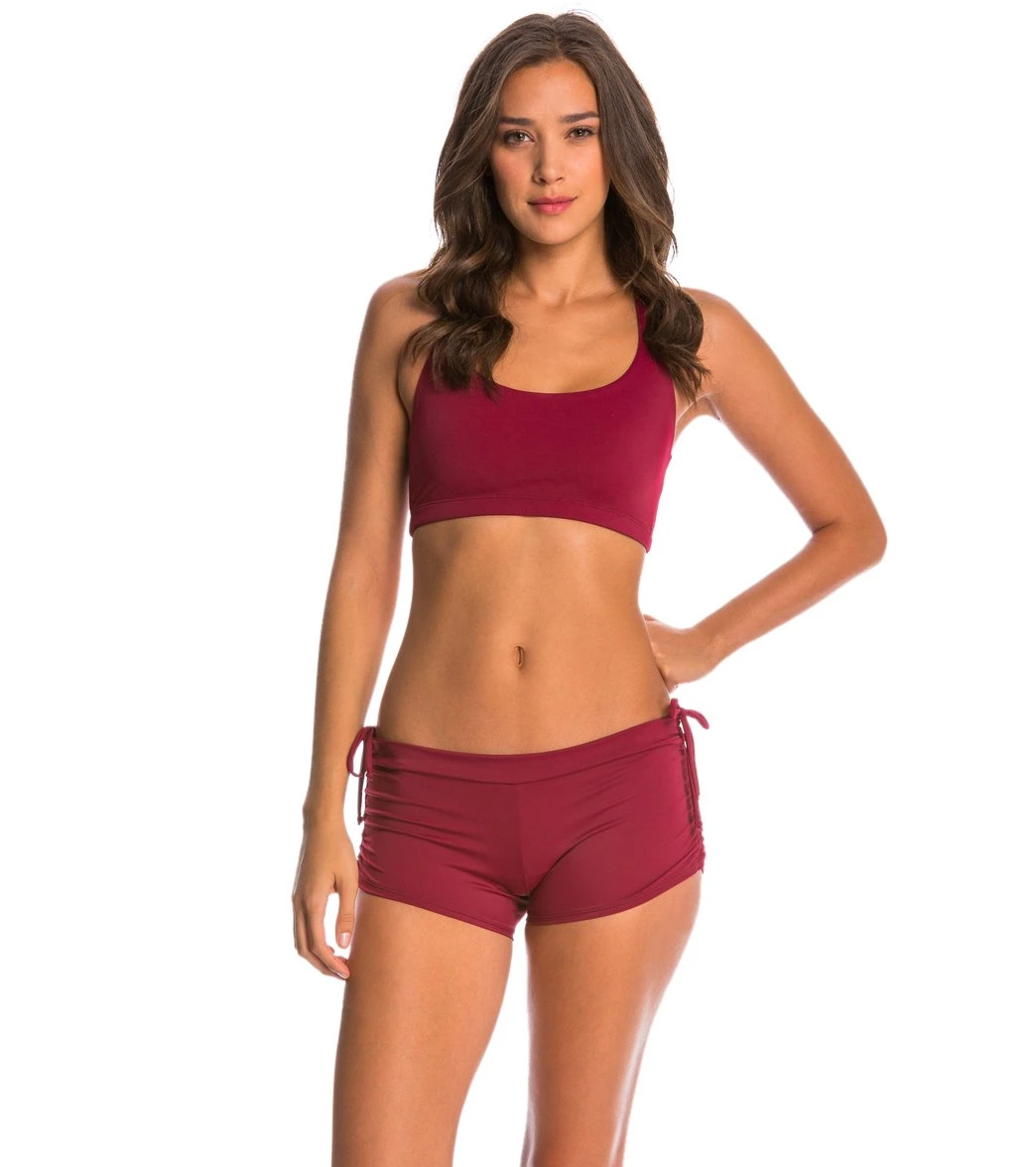 Onzie Side String Yoga Shorts Burgundy - Image 3