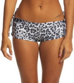Onzie Side String Yoga Shorts Black/White Leopard
