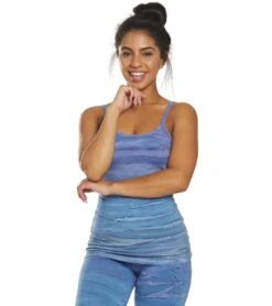 Hard Tail Scoop Back Yoga Tank Top With Bra Purple/Blue Rainbow Horizon