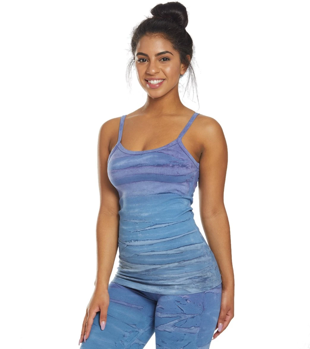 Hard Tail Scoop Back Yoga Tank Top With Bra Purple/Blue Rainbow Horizon - Image 4