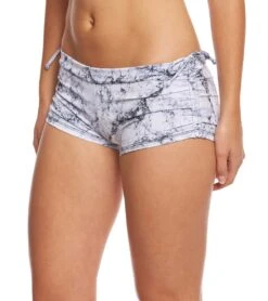 Onzie Side String Yoga Shorts White Marble