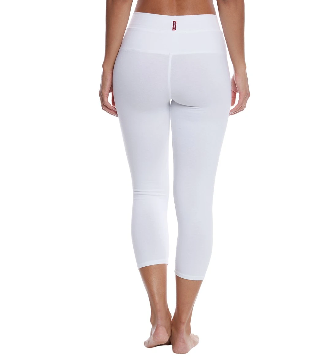 Hard Tail High Rise Cotton Yoga Capris White - Image 2