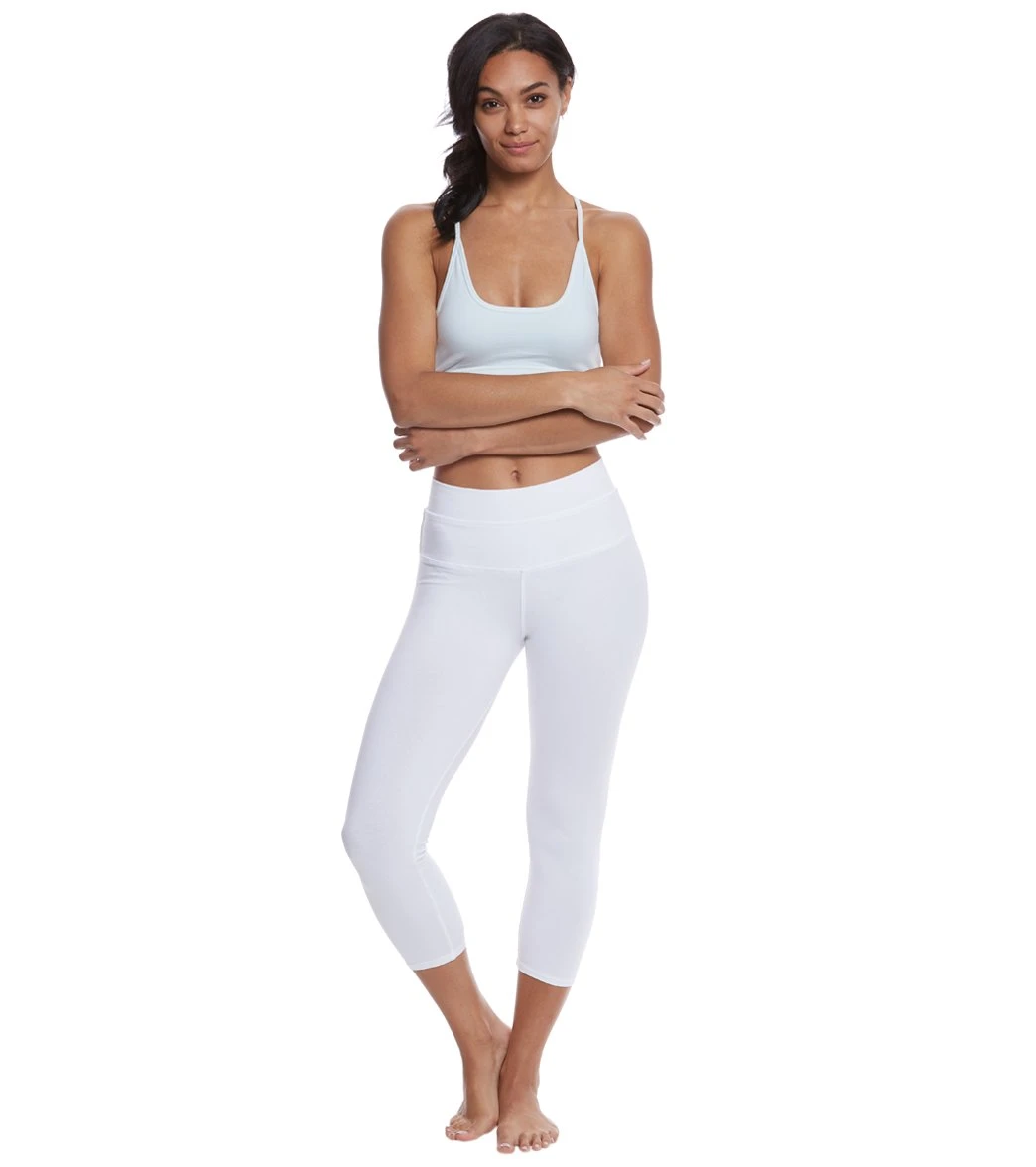 Hard Tail High Rise Cotton Yoga Capris White - Image 3