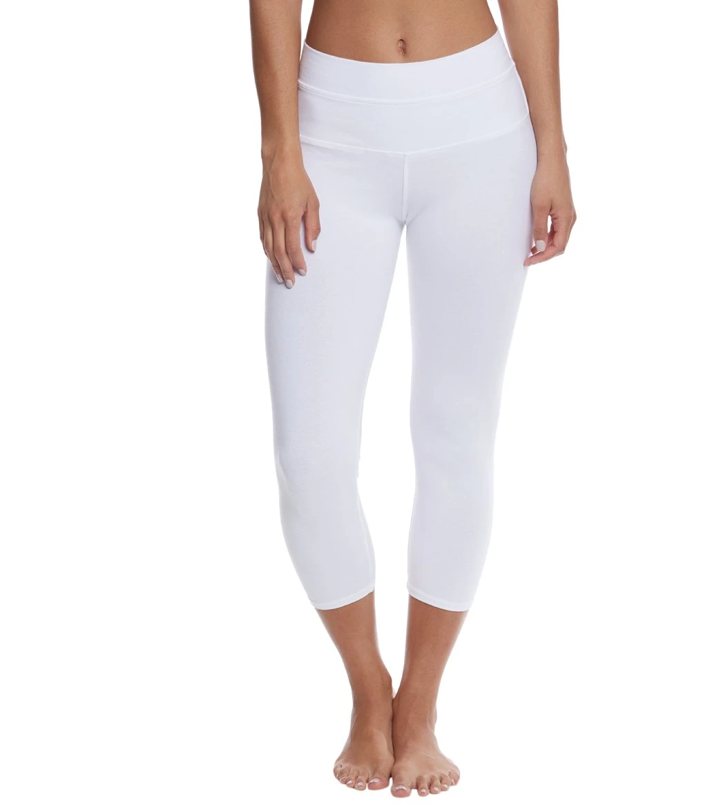Hard Tail High Rise Cotton Yoga Capris White - Image 4