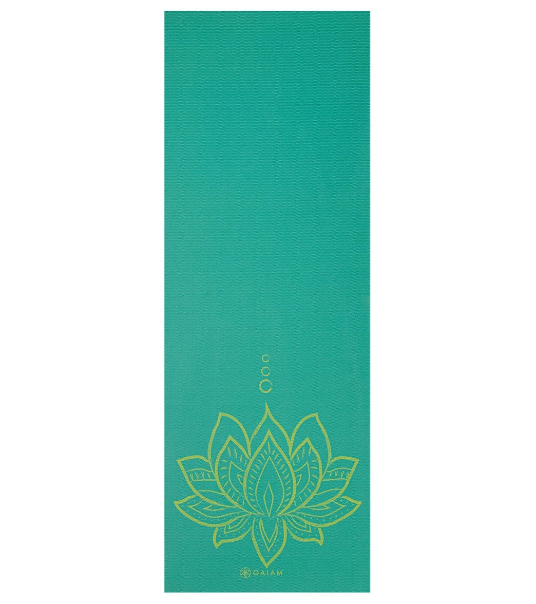 Gaiam Reversible Turquoise Lotus Printed Yoga Mat 68" 6mm Extra Thick - Image 7