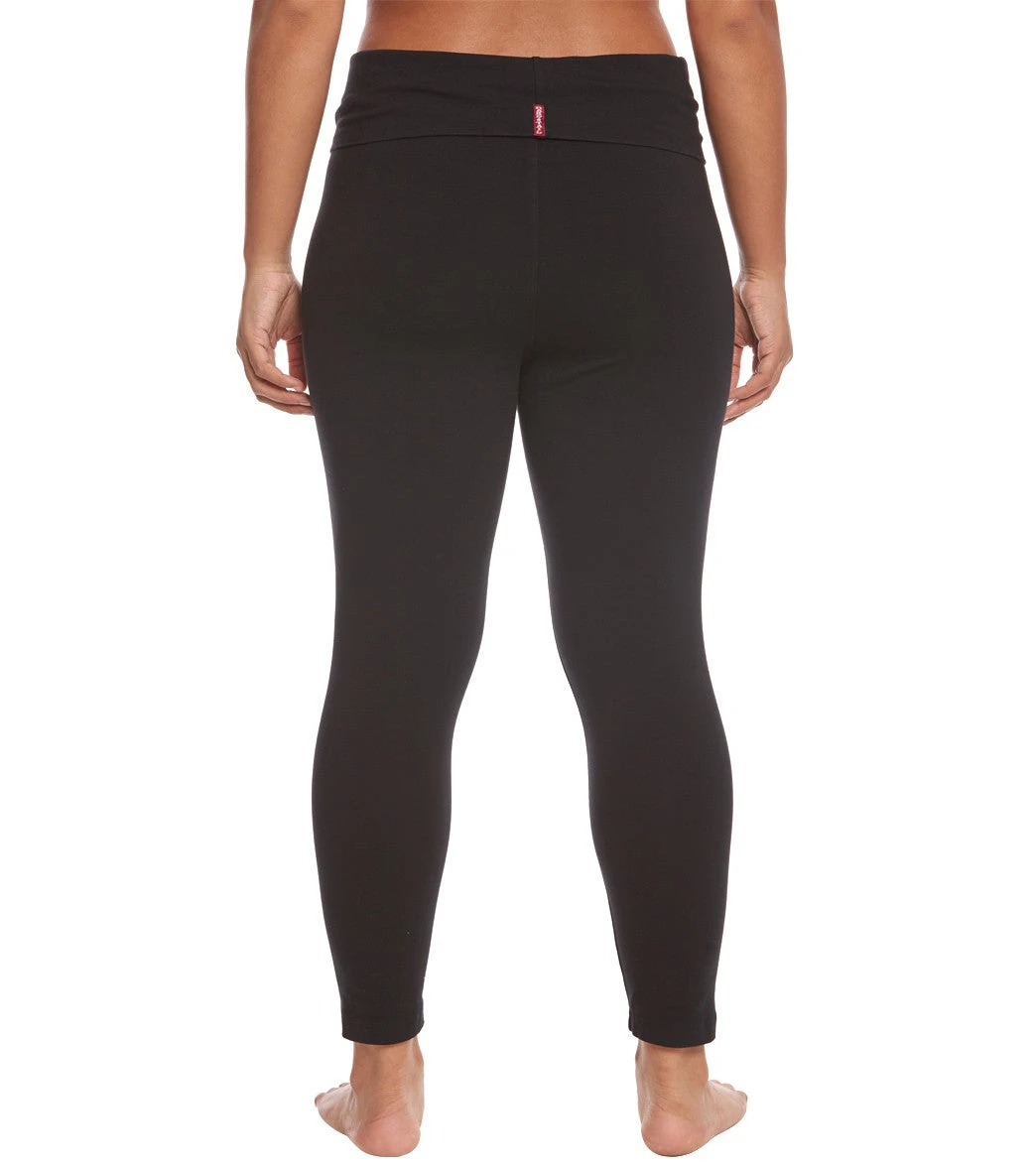 Hard Tail Plus Size Rolldown Layering Cotton Yoga Leggings - Image 3