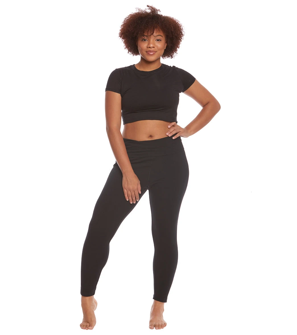 Hard Tail Plus Size Rolldown Layering Cotton Yoga Leggings - Image 4