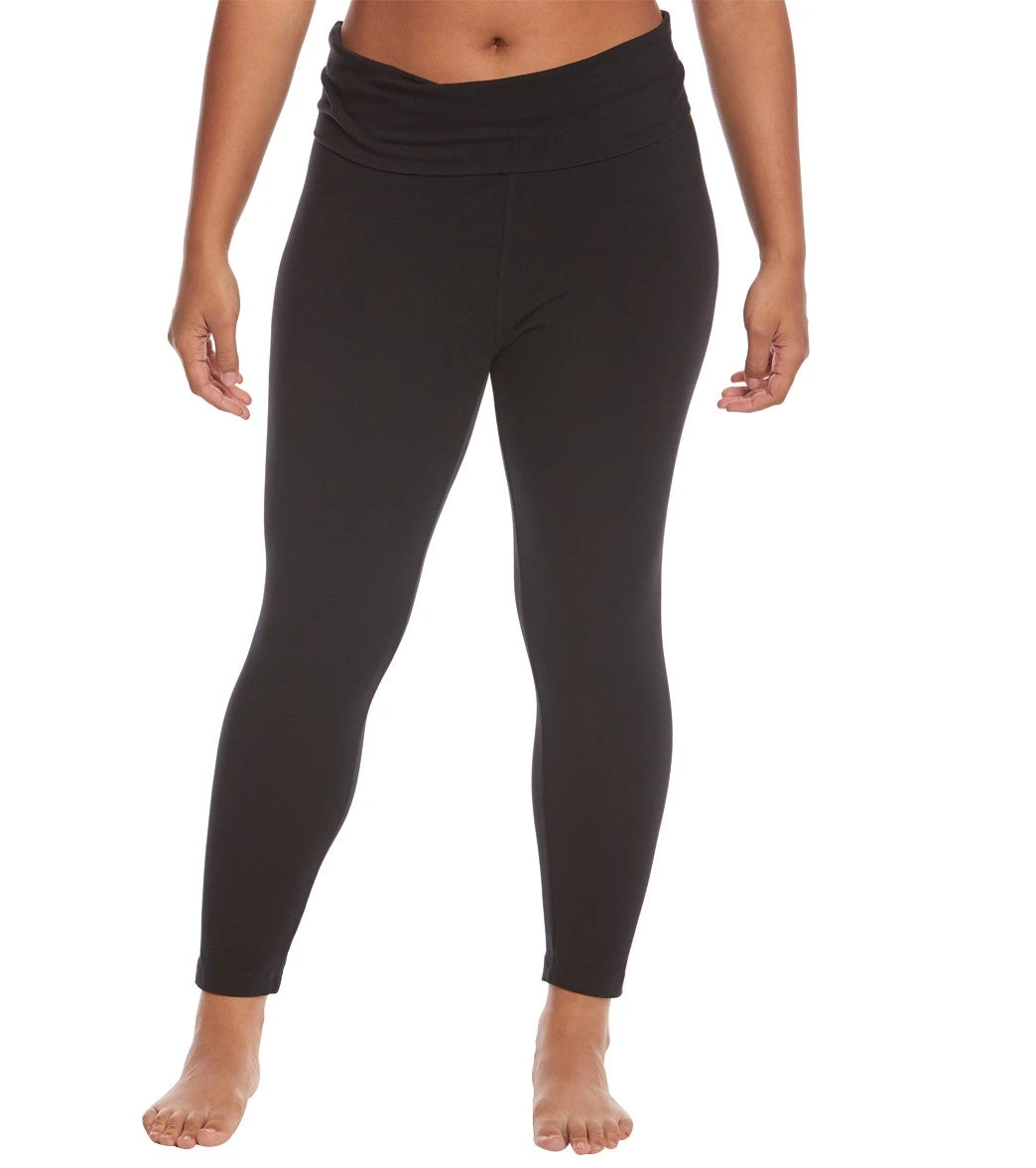Hard Tail Plus Size Rolldown Layering Cotton Yoga Leggings - Image 5