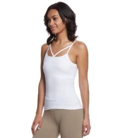 Hard Tail Strappy Front Yoga Tank Top White
