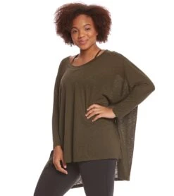 Hard Tail Plus Size Oversized 3/4 Sleeve Raglan Layering Top Valley
