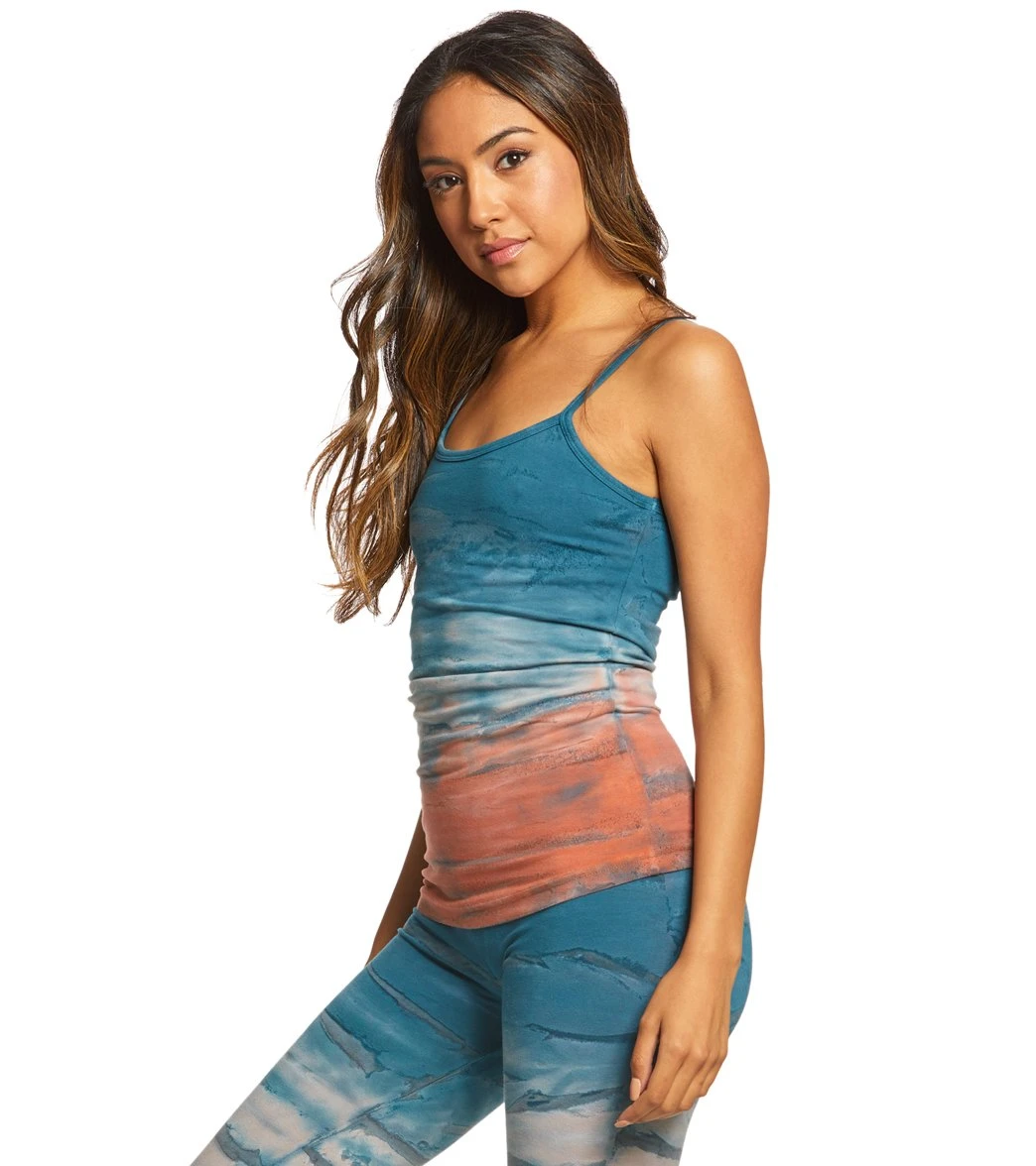Hard Tail Long Yoga Sport Bra Tank Blue/Red Rainbow Horizon