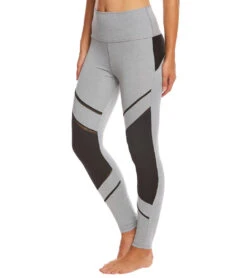 Beyond Yoga Full Disclosure High Waisted Yoga Leggings Gray Pintuck