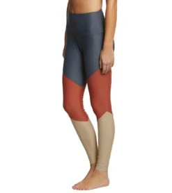 Onzie High Waisted Track Yoga Leggings Copper Combo