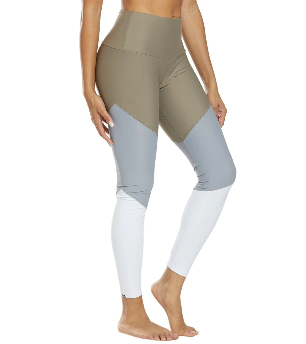 Onzie High Waisted Track Yoga Leggings Dust Fossil Combo