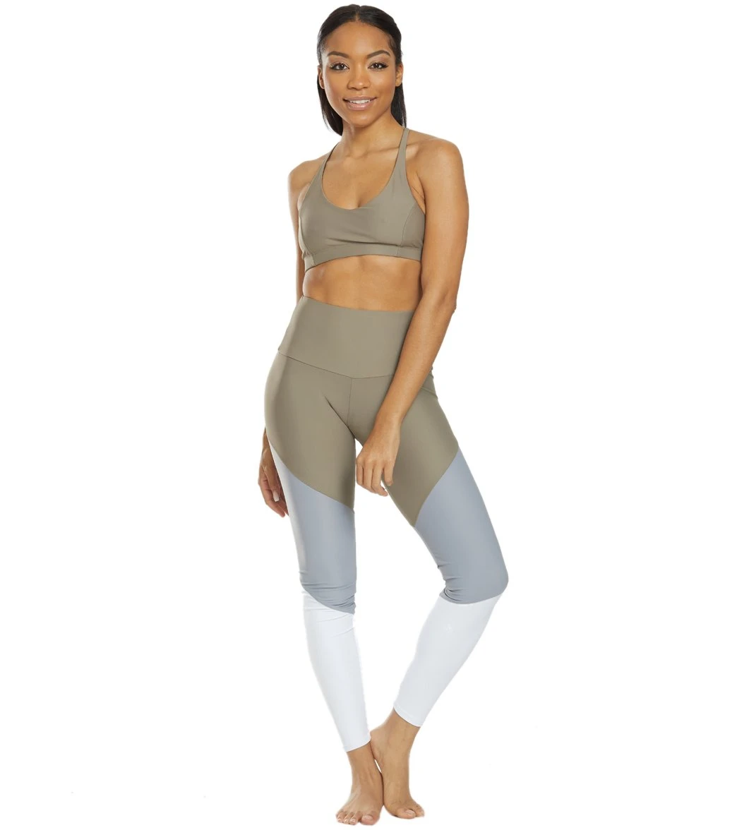 Onzie High Waisted Track Yoga Leggings Dust Fossil Combo - Image 3