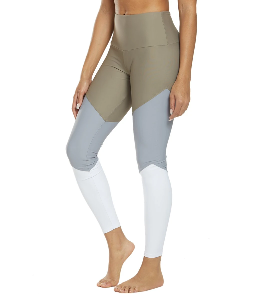 Onzie High Waisted Track Yoga Leggings Dust Fossil Combo - Image 4