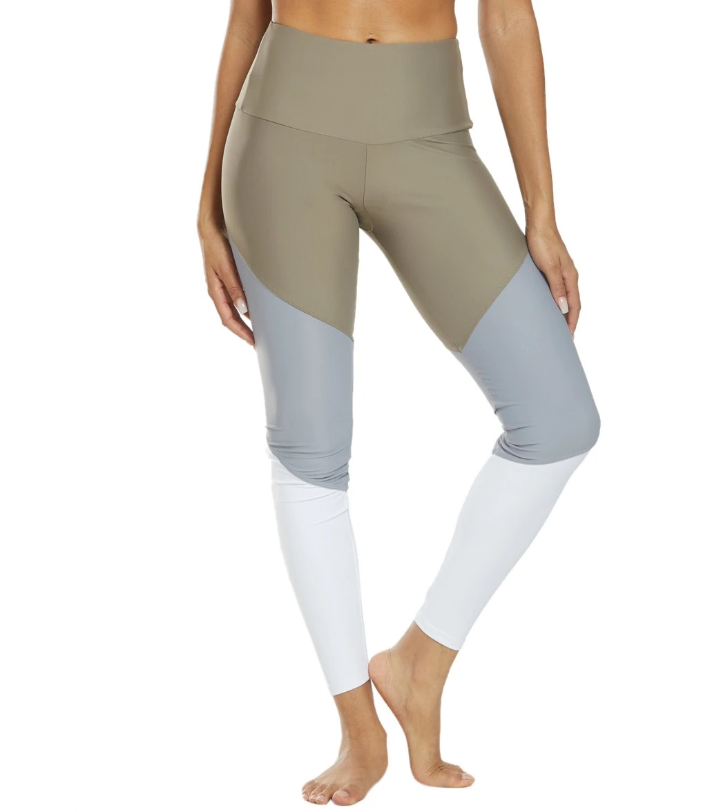 Onzie High Waisted Track Yoga Leggings Dust Fossil Combo - Image 5