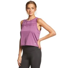 Marika Flounce Yoga Crop Top Concord Grape