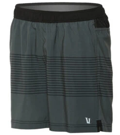 Vuori Men's Rush Yoga Shorts Charcoal Black Stripe Block