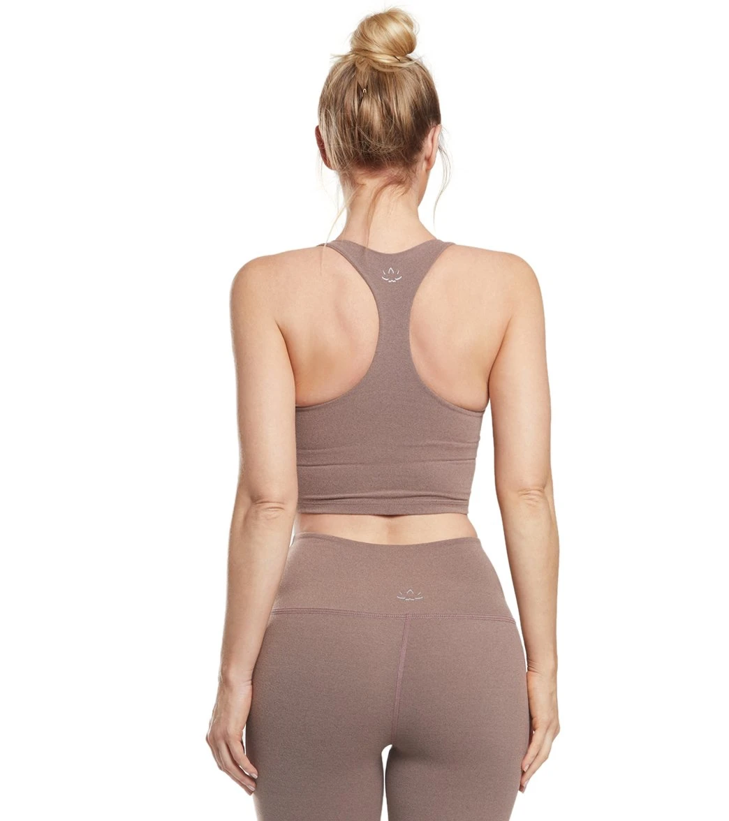 Beyond Yoga Twist Around Racerback Cropped Yoga Tank Pink Lei Heather - Image 2