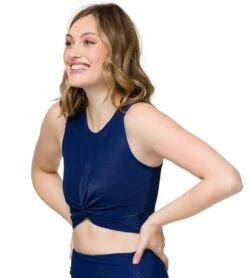 Onzie Front Twist Yoga Crop Top Marine Rib