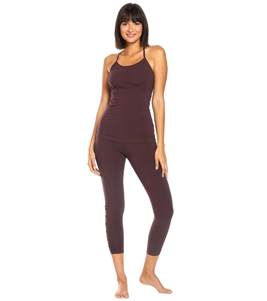 Hard Tail Back Laced Halter Support Tank Top Red Plum - Image 3