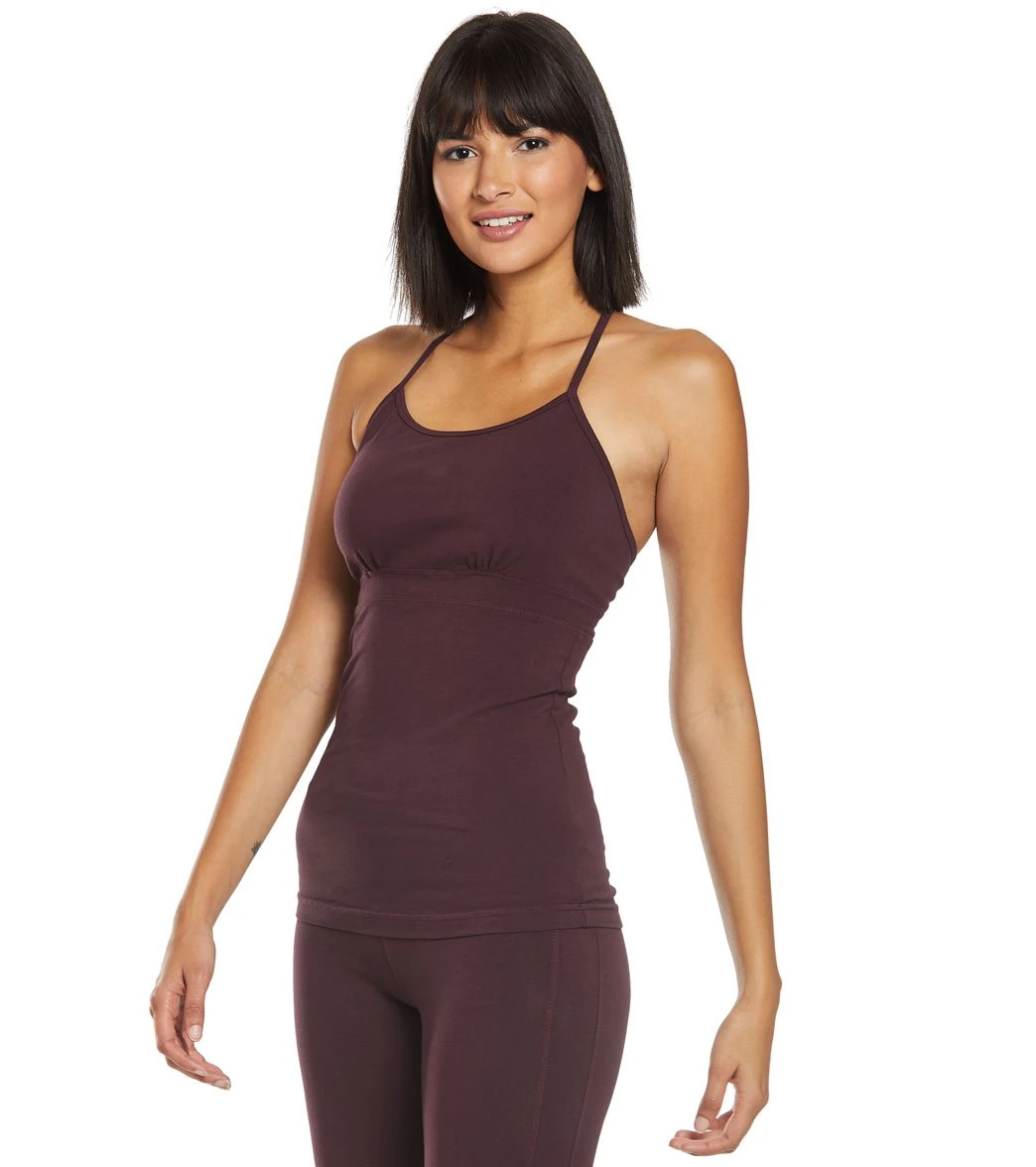 Hard Tail Back Laced Halter Support Tank Top Red Plum - Image 4