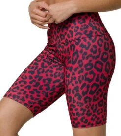 Onzie High Rise Bike Shorts Red Leopard