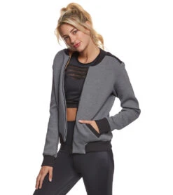 Beyond Yoga Ticking Time Bomber Jacket Gray & Stormy Heather