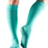 Toesox Knee High Scrunch Full-Toe Yoga Grip Socks Fishnet Lagoon