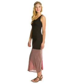 Yak & Yeti Color Block Front Slit Maxi Black