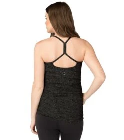 Beyond Yoga: Beyond The Bump Spacedye Maternity Slim Racerback Yoga Tank Top Black-Steel