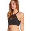 Beyond Yoga Polka Dot Mesh Halter Yoga Sports Bra Black