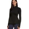 Beyond Yoga Kate Spade Back Bow Flounce Workout Jacket Jet Black