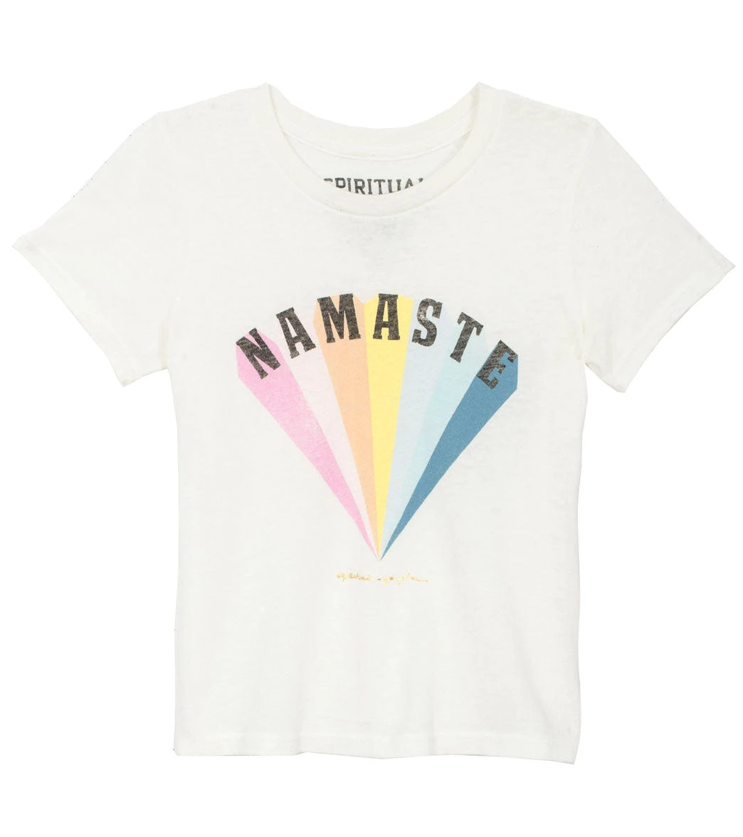 Spiritual Gangster Toddler Girls Namaste Rainbow Yoga Tee Cream