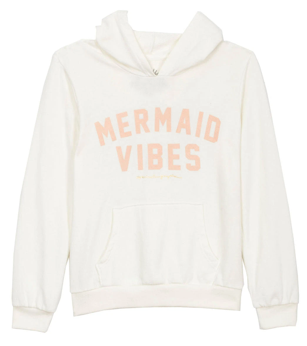 Spiritual Gangster Kids Girls Mermaid Vibes Yoga Pullover Hoodie Cream