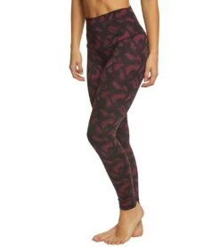 DYI High Waist Signature Butterfly Printed Yoga Leggings Burgundy