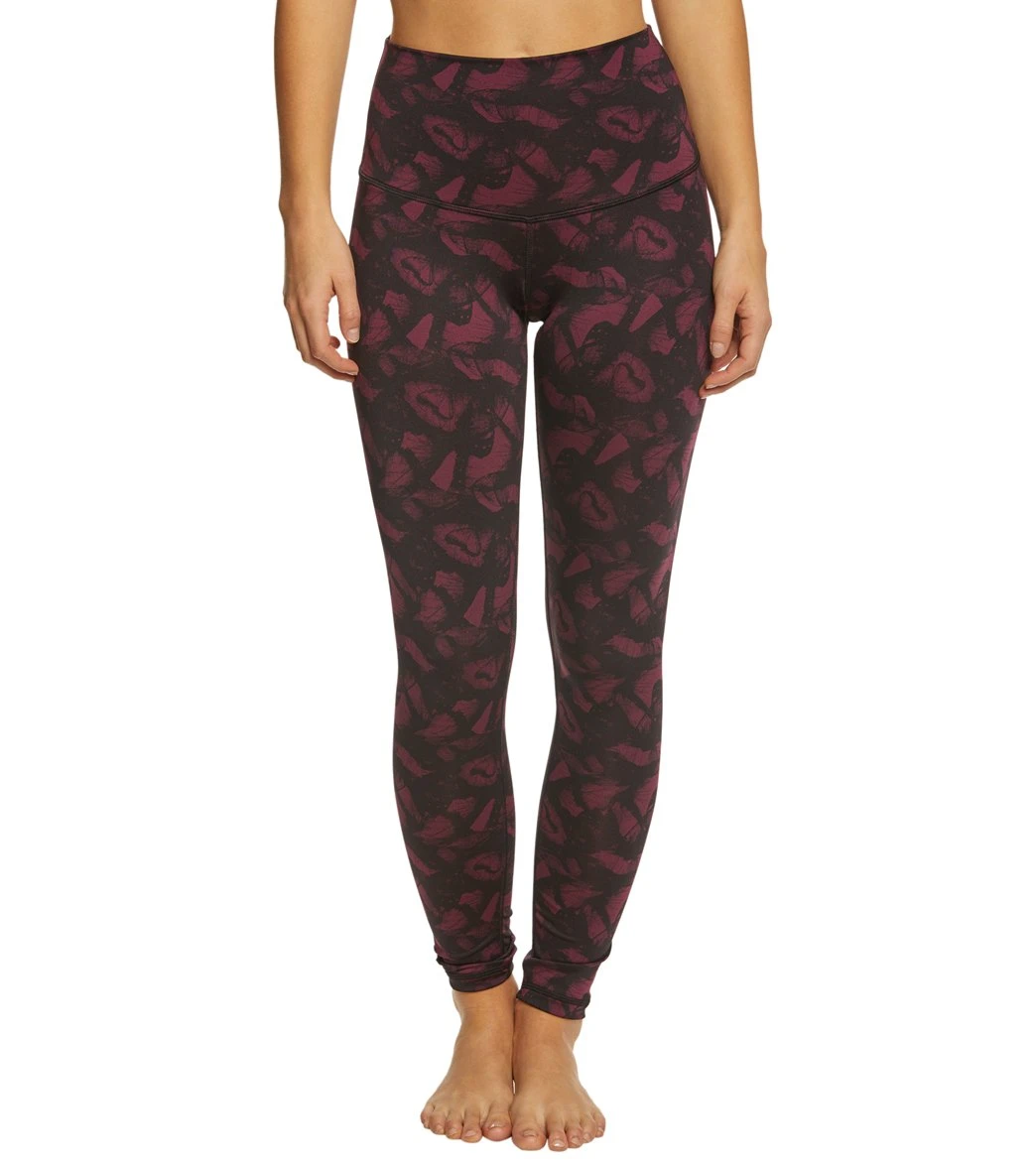 DYI High Waist Signature Butterfly Printed Yoga Leggings Burgundy - Image 5