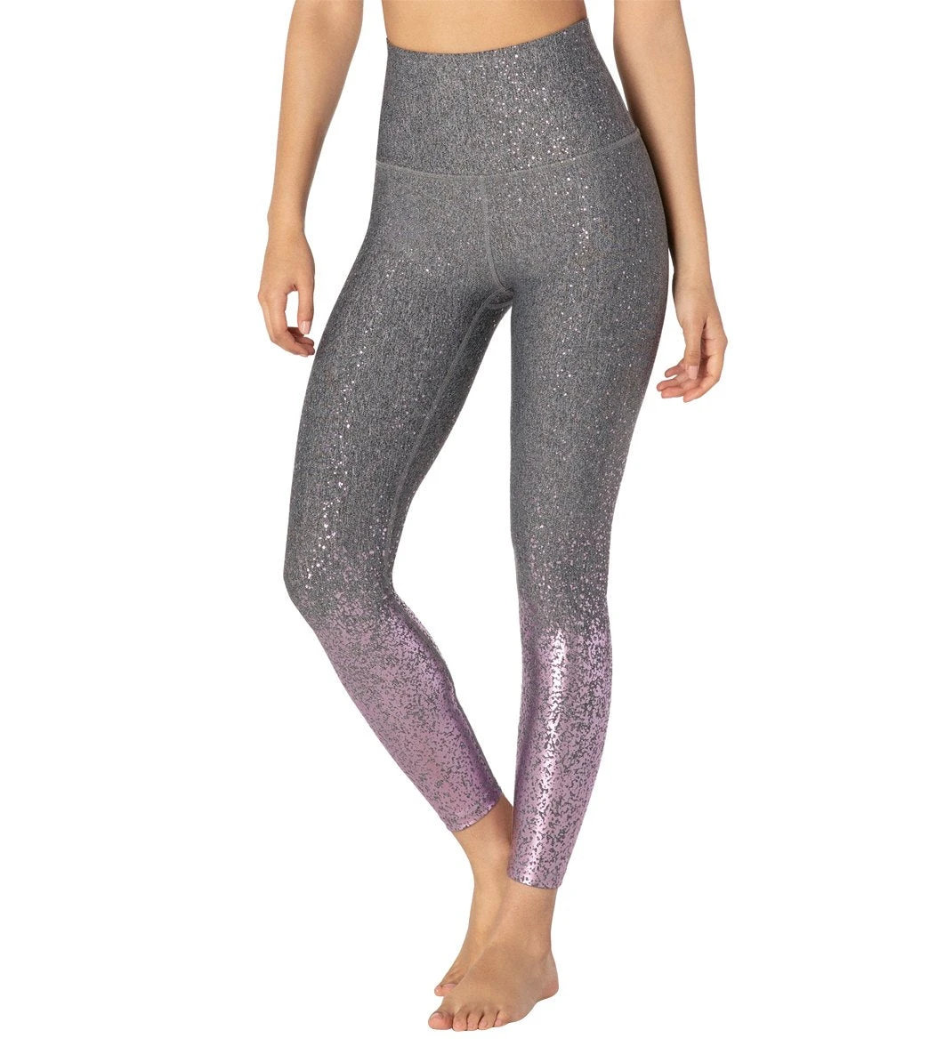 Beyond Yoga Sportflex Alloy Ombre High Waisted Midi Yoga Leggings Black/White Shiny Mauve Speckle