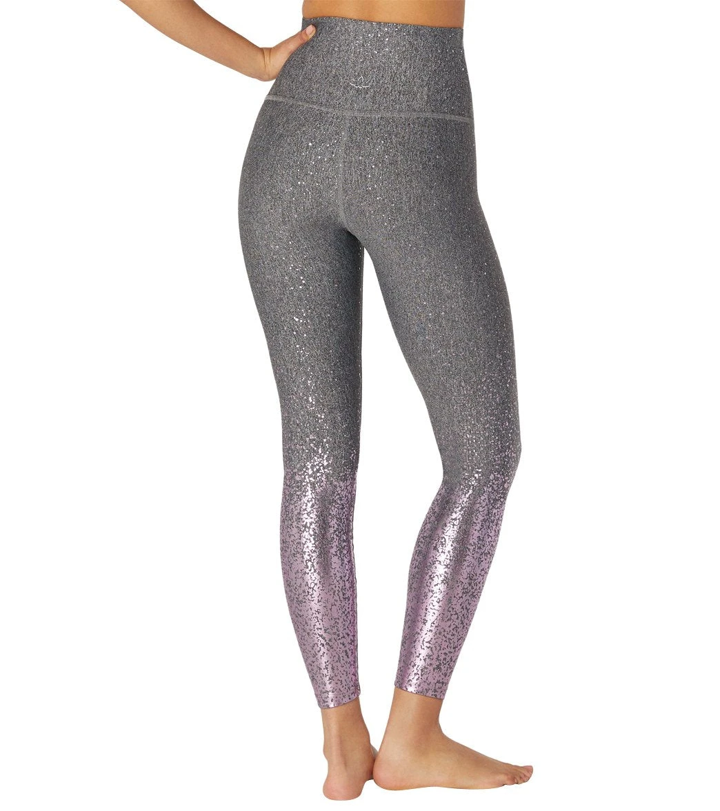 Beyond Yoga Sportflex Alloy Ombre High Waisted Midi Yoga Leggings Black/White Shiny Mauve Speckle - Image 2